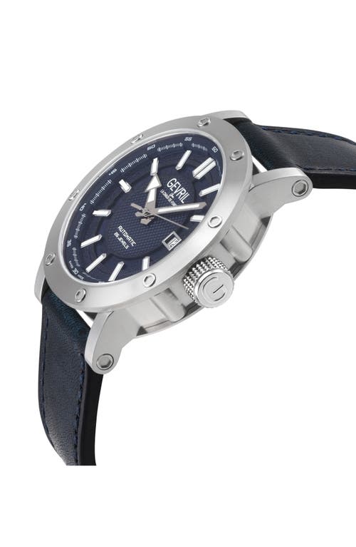 Gevril Flat Iron Limited Edition Leather Strap Watch, 42mm In Blue