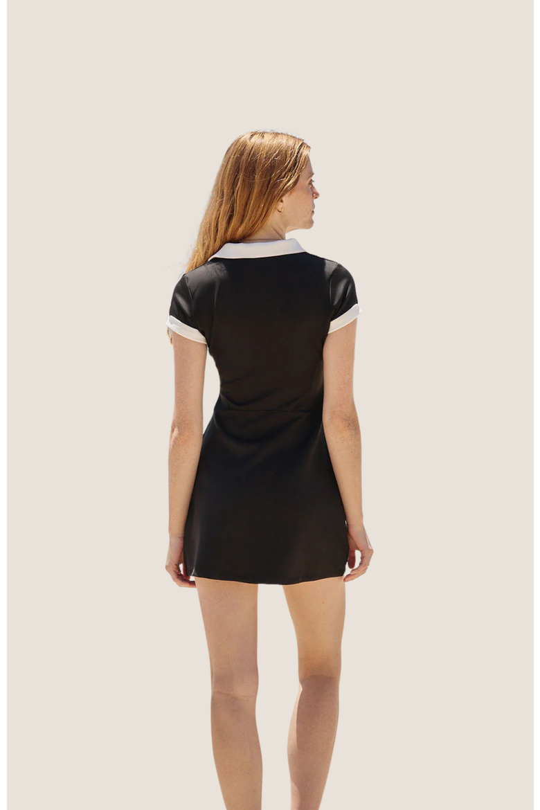 Contrast Collar Dress, Alternate, color, black
