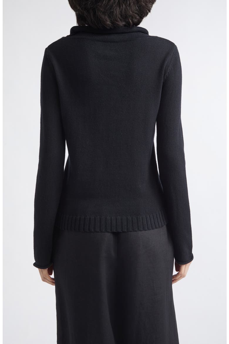 Teo Cowl Neck Cotton Sweater, Alternate, color, BLACK
