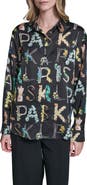 KARL LAGERFELD PARIS Print Oversize Button-Up Shirt