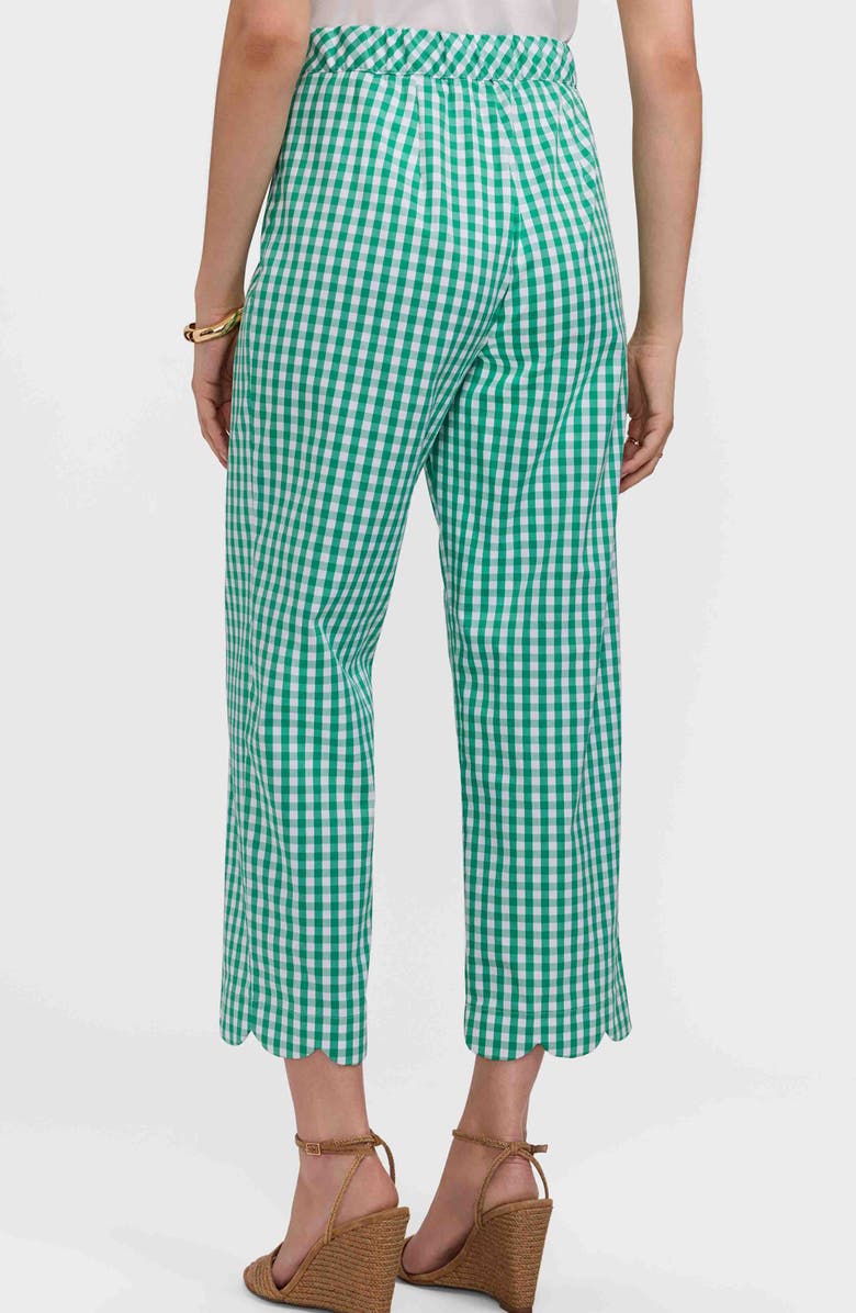Foxcroft Elaine Gingham Scallop Hem Capri Pants, Alternate, color, Green/ White