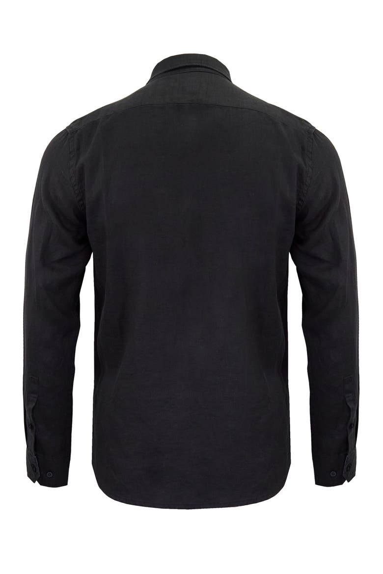 Linen Long Sleeve Shirt, Alternate, color, BLACK