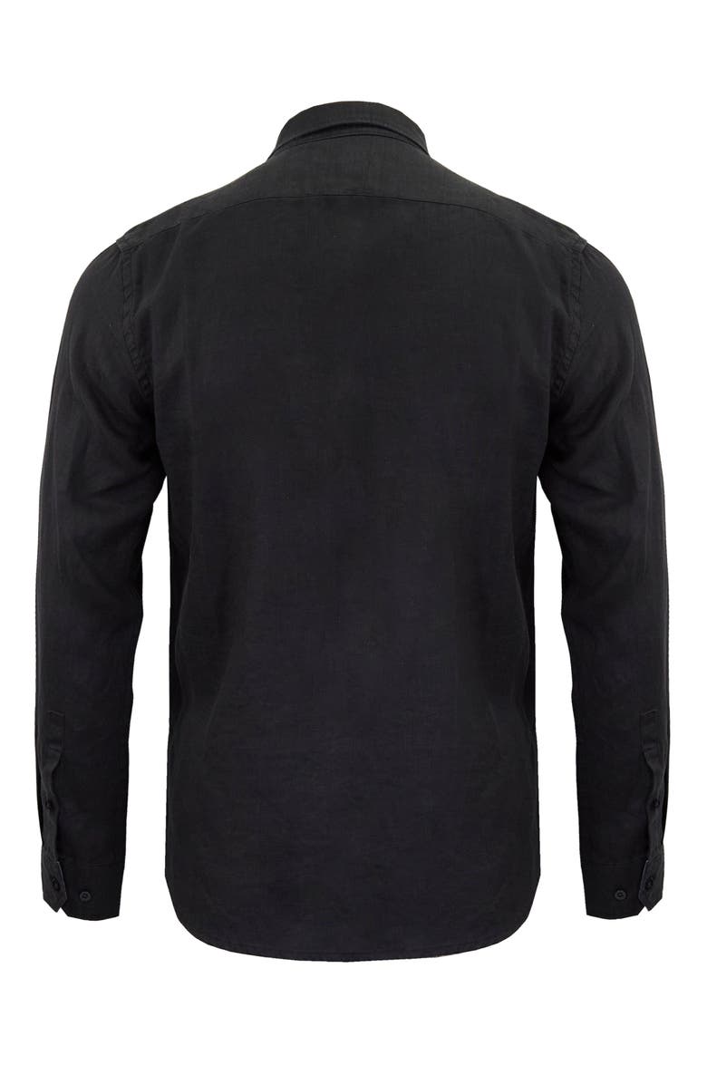 Lords of Harlech Linen Long Sleeve Shirt, Alternate, color, Black