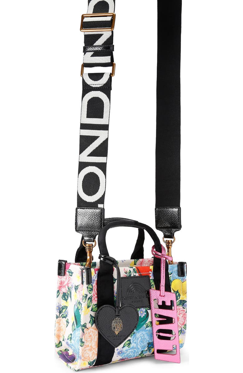 Kurt Geiger London Extra Small Southbank Floral Canvas Tote, Alternate, color, Charcoal