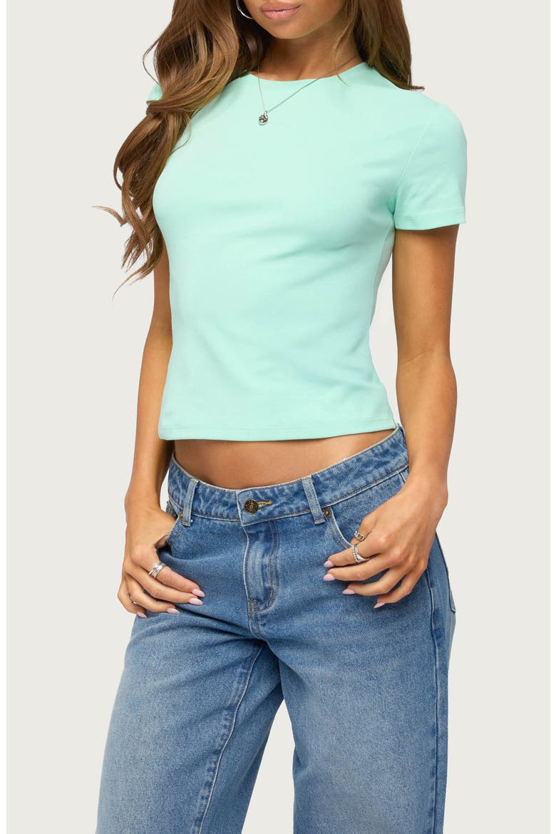 Marleaux Fitted Stretch Cotton T-Shirt, Alternate, color, AQUA