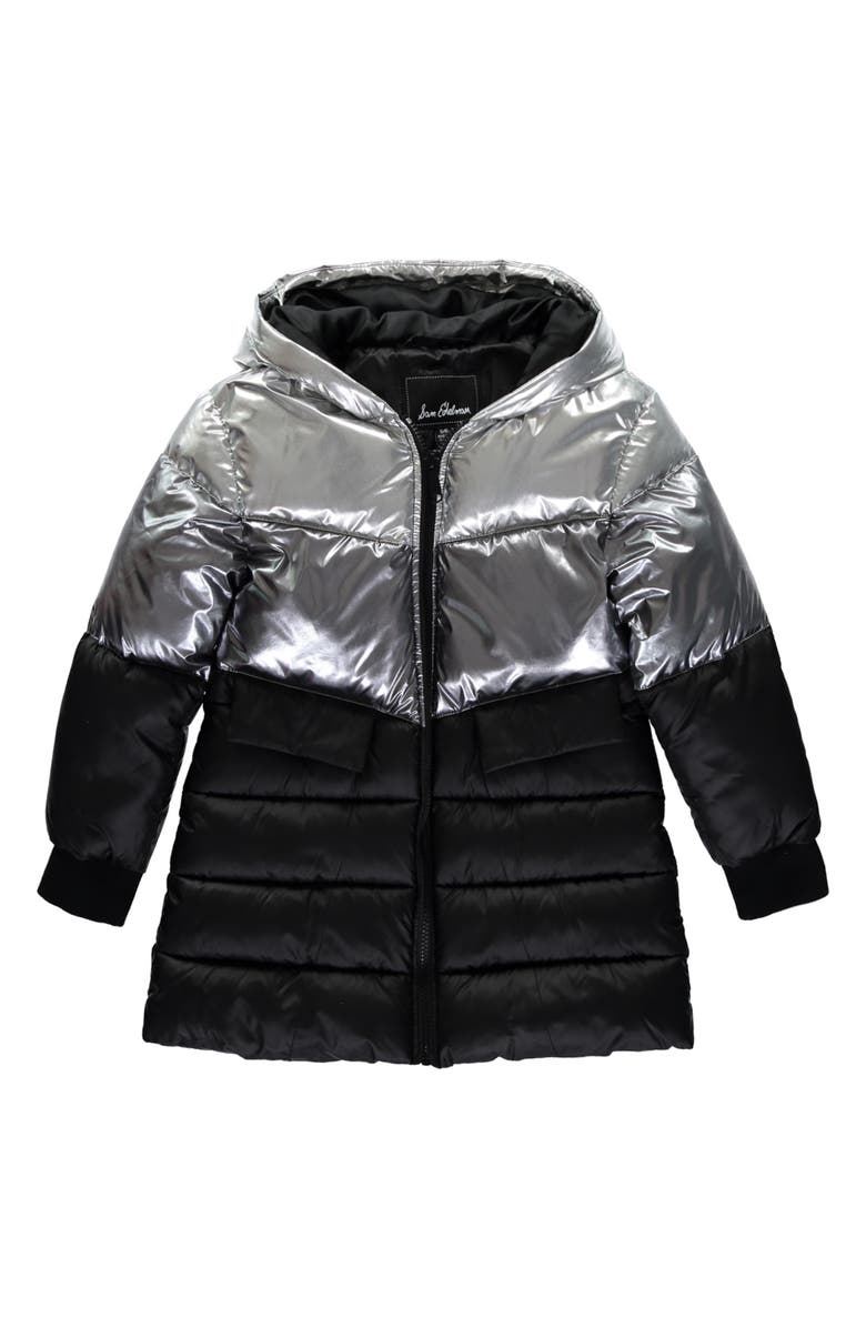Sam Edelman Tricolor Metallic Puffer Coat, Main, color, 