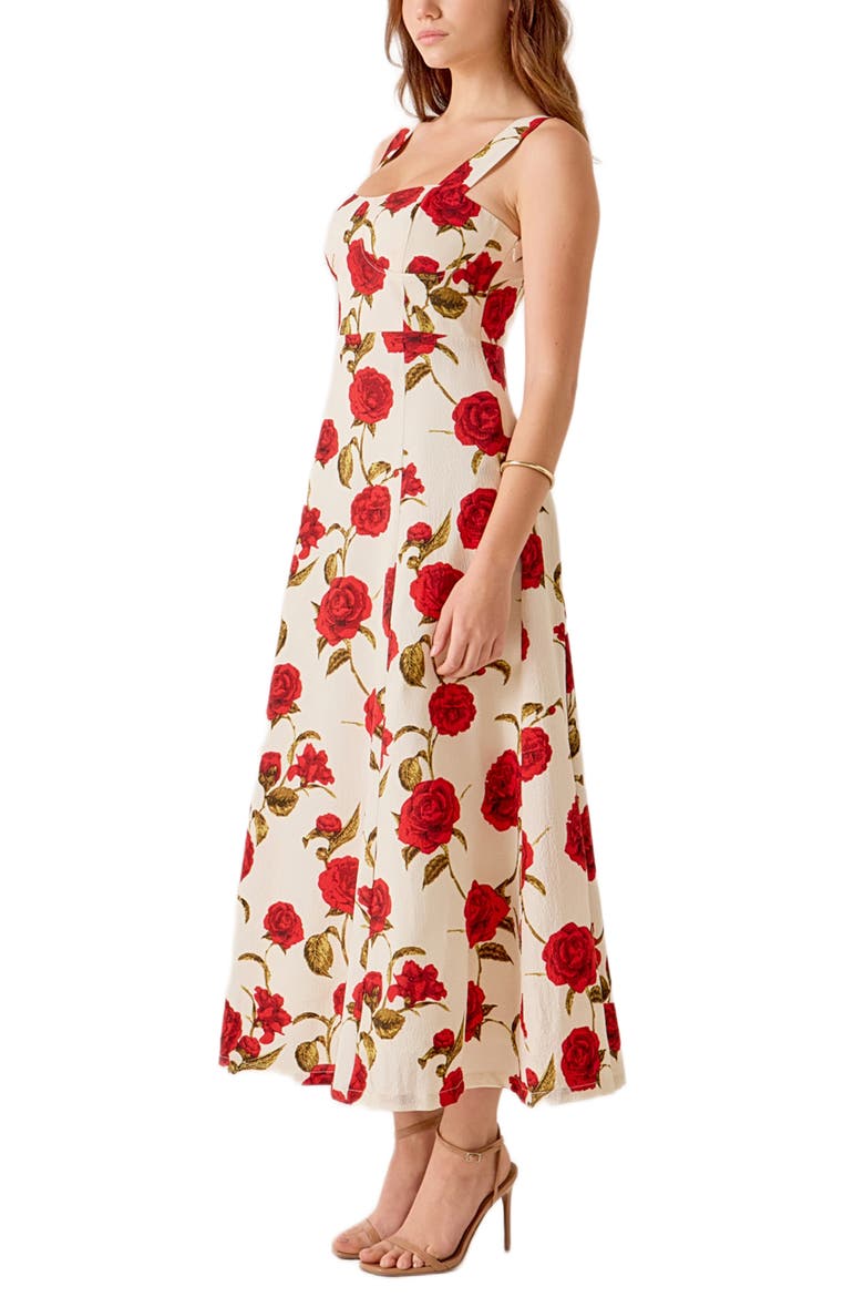 Rose Print Maxi Dress, Alternate, color, IVORY MULTI
