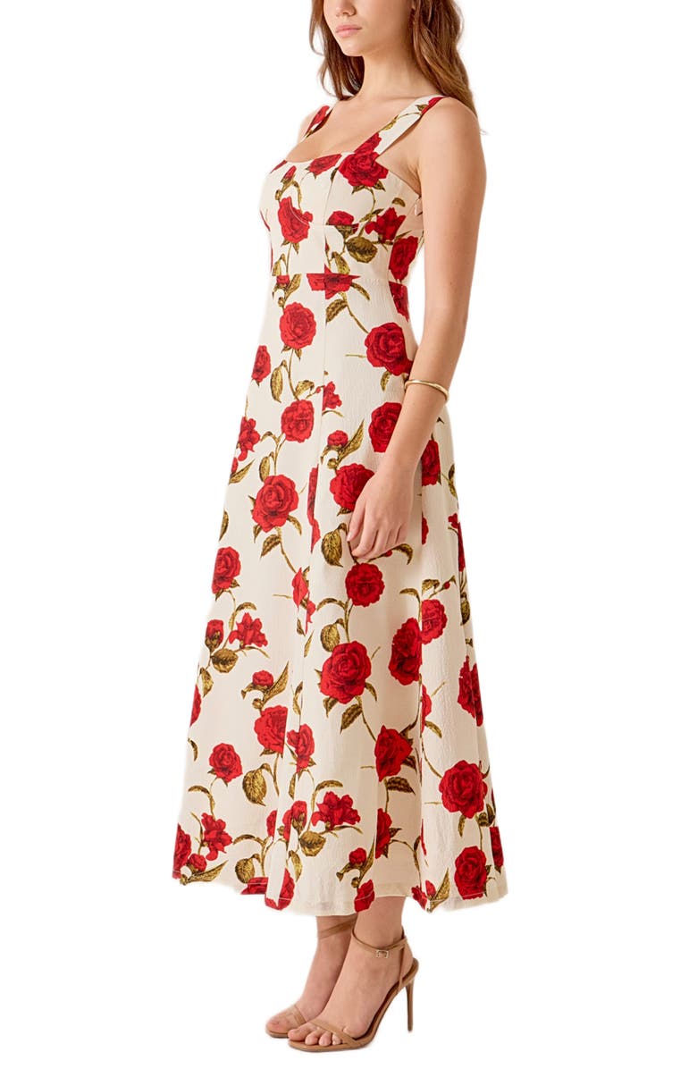 MARSY Rose Print Maxi Dress, Alternate, color, Ivory Multi