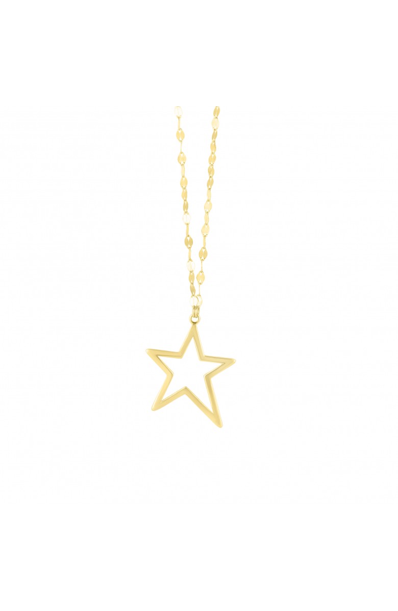 The Lovery Fine Jewelry Open Star Necklace, Main, color, Yellow Gold