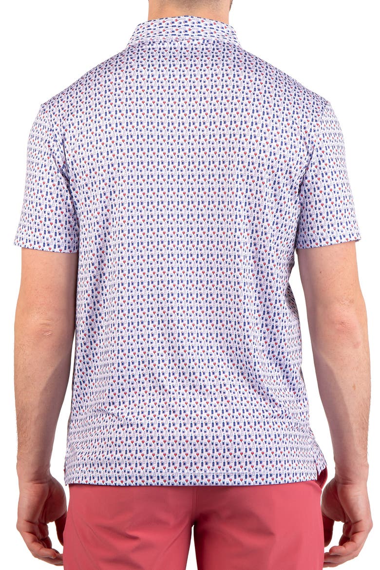 Bottoms Up Print Performance Polo, Alternate, color, BLUE/RED