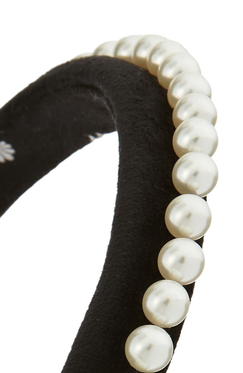 Lele Sadoughi Imitation Pearl Velvet Headband, Alternate, color,