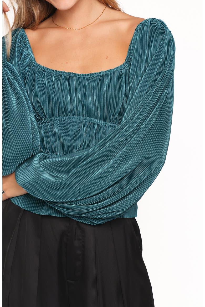 Ceppia Plissé Long Sleeve Top, Alternate, color, GREEN