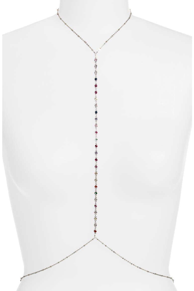Rainbow Station Body Chain, Main, color, MULTI/ SILVER