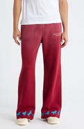 Nothing Grows Overnight Running Horse Wide Leg Cotton Fleece Sweatpants