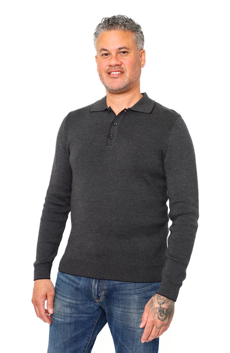 VELLAPAIS Torreno Long Sleeve Polo, Alternate, color, Black