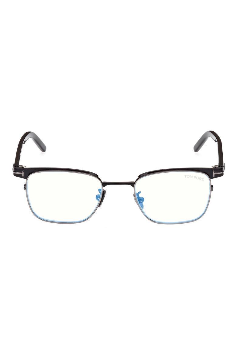 49mm Small Square Blue Light Blocking Reading Glasses, Main, color, BLACK/ OTHER