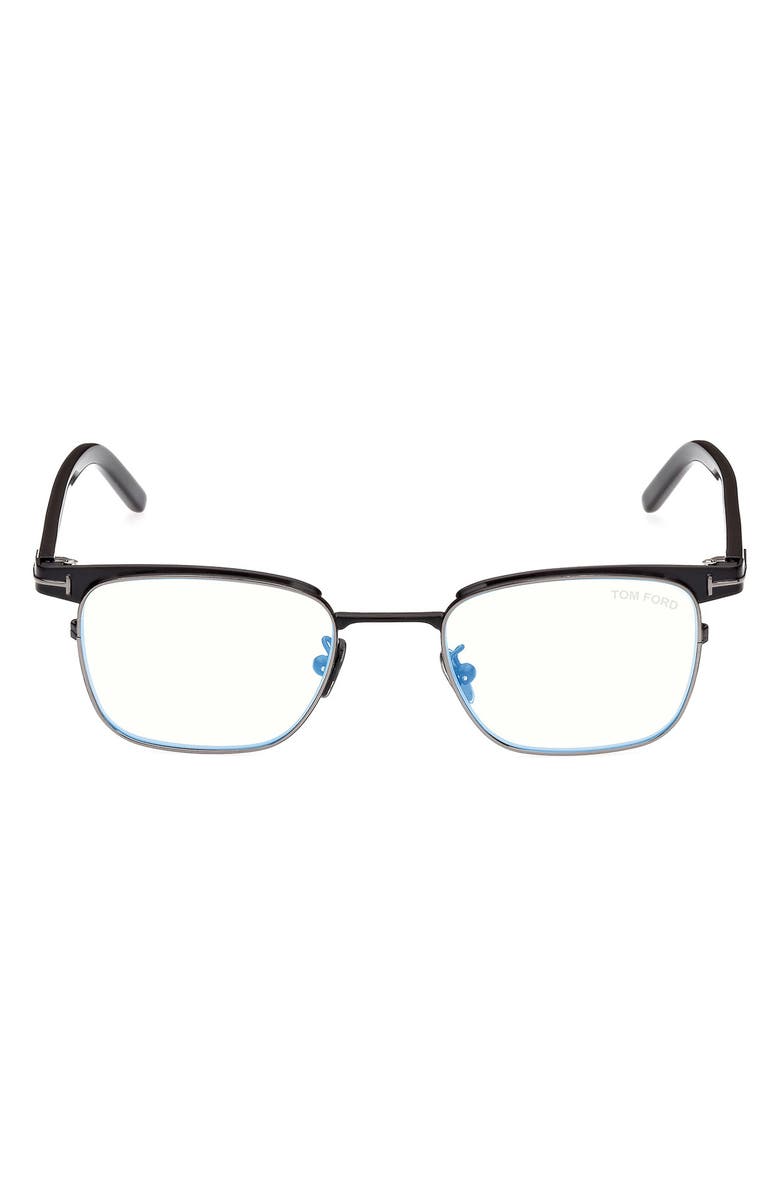 TOM FORD 49mm Small Square Blue Light Blocking Reading Glasses, Main, color, 