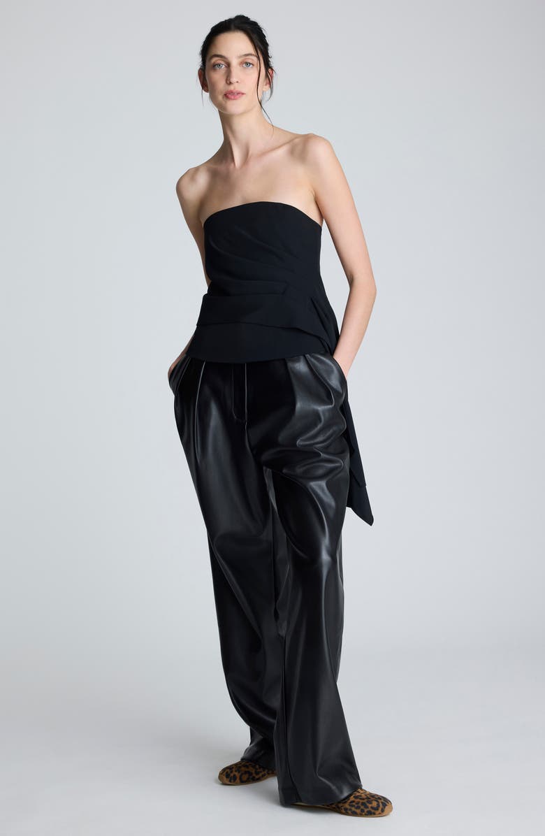 Kenneth Cole Asymmetric Hem Strapless Top, Alternate, color, Black