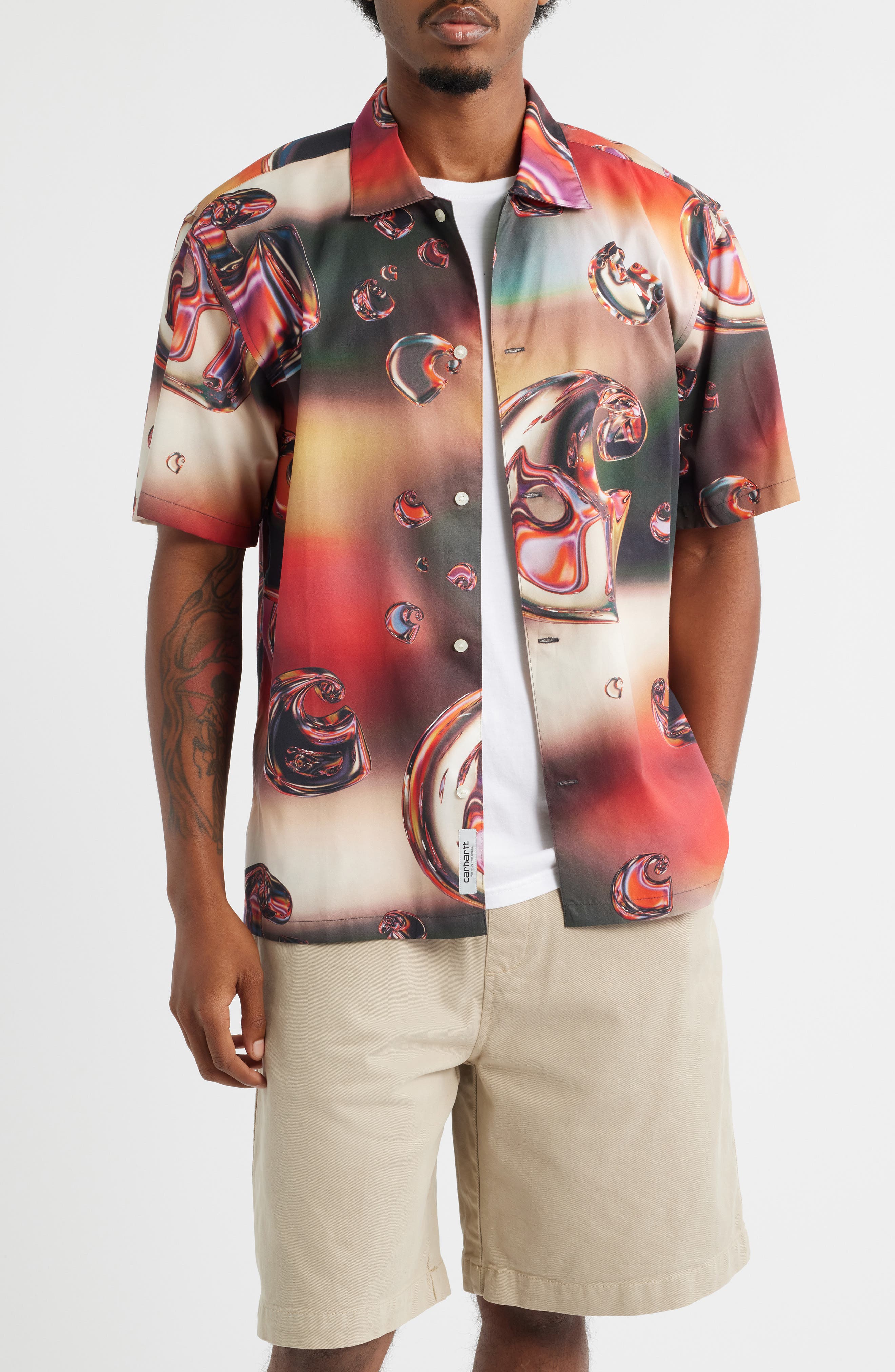 Carhartt Work In Progress Solar Chrome Print Short Sleeve Button-Up Shirt