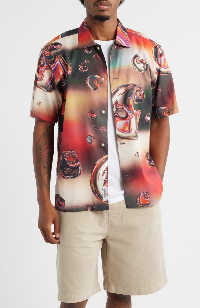 Carhartt Work In Progress Solar Chrome Print Short Sleeve Button-Up Shirt, Main, color, Solar Chrome