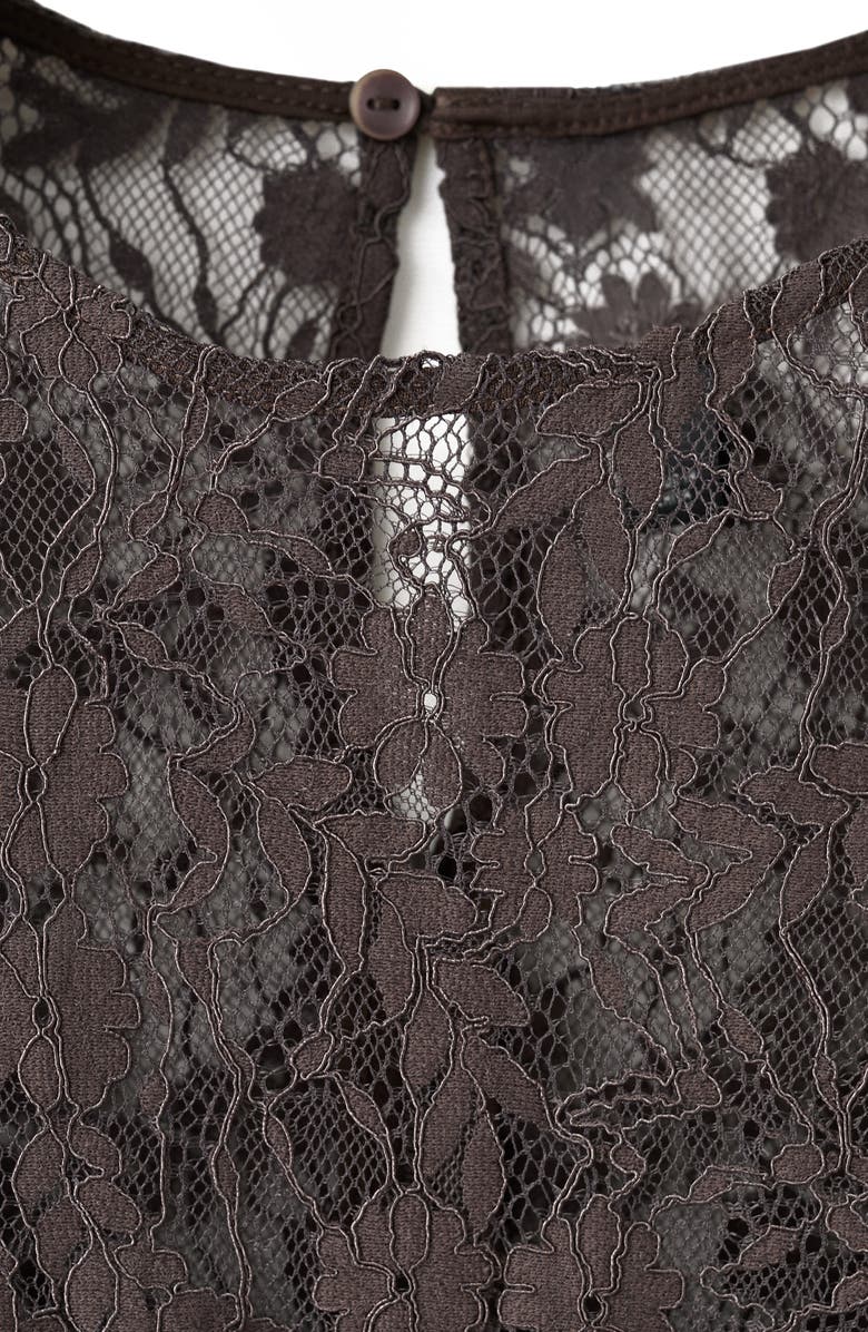 MANGO Avenue Lace Midi Dress, Alternate, color, Brown