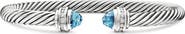 David Yurman The Cable Collection® Sterling Silver Cuff Bracelet with Topaz & Diamonds, 5mm
