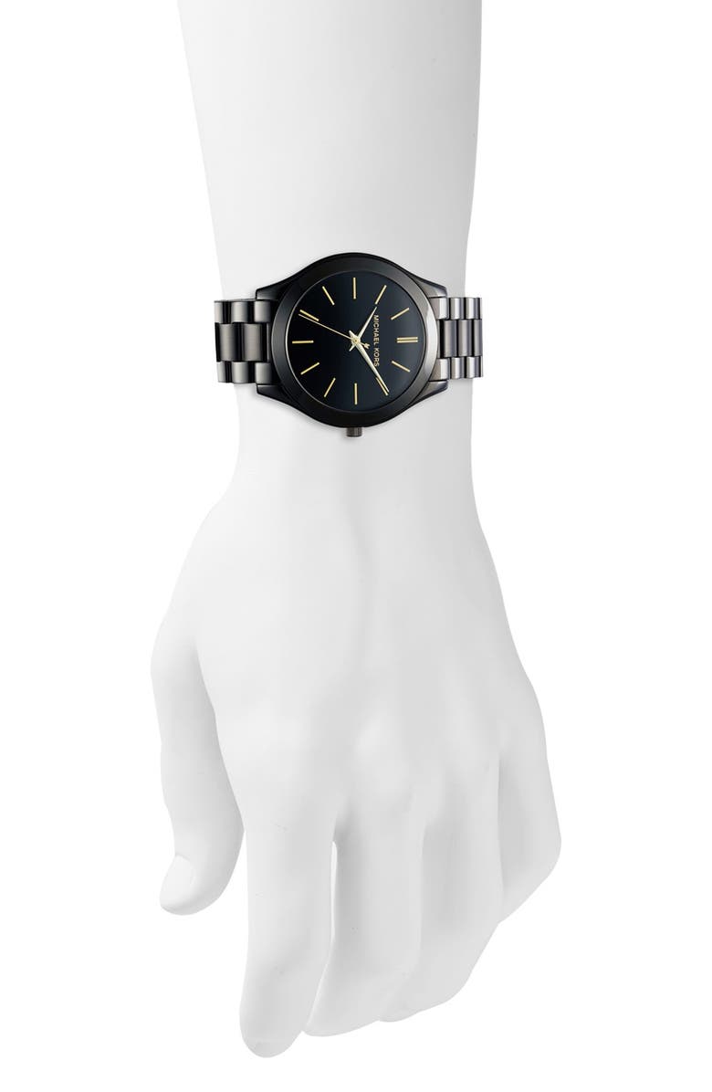 Michael Kors 'Slim Runway' Bracelet Watch, 42mm, Alternate, color, Black