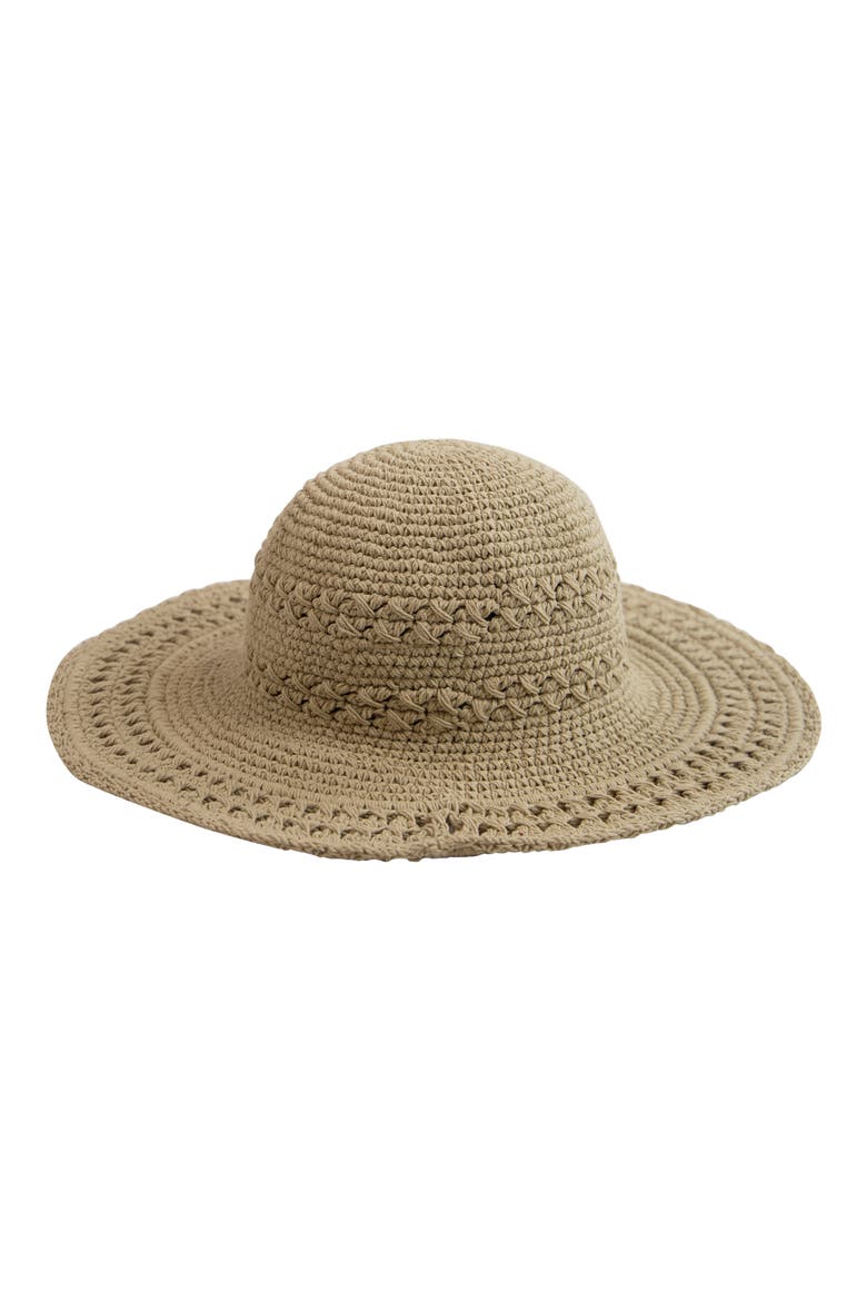 Crochet Wide Brim Hat, Main, color, TAN