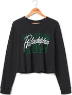 Junk Food Philadelphia Eagles Long Sleeve Graphic Crop T-Shirt