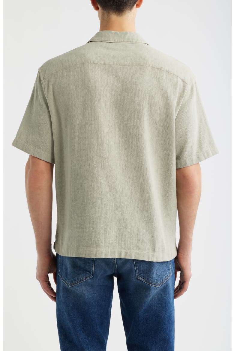 Open Weave Short Sleeve Button-Up Shirt, Alternate, color, MOSS GREEN