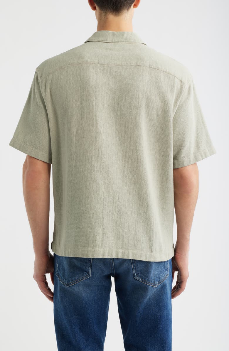 FRAME Open Weave Short Sleeve Button-Up Shirt, Alternate, color, Moss Green