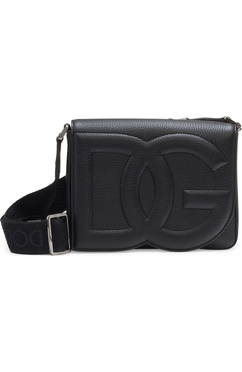 Dolce&Gabbana DG Logo Flap Leather Crossbody Bag, Main, color,