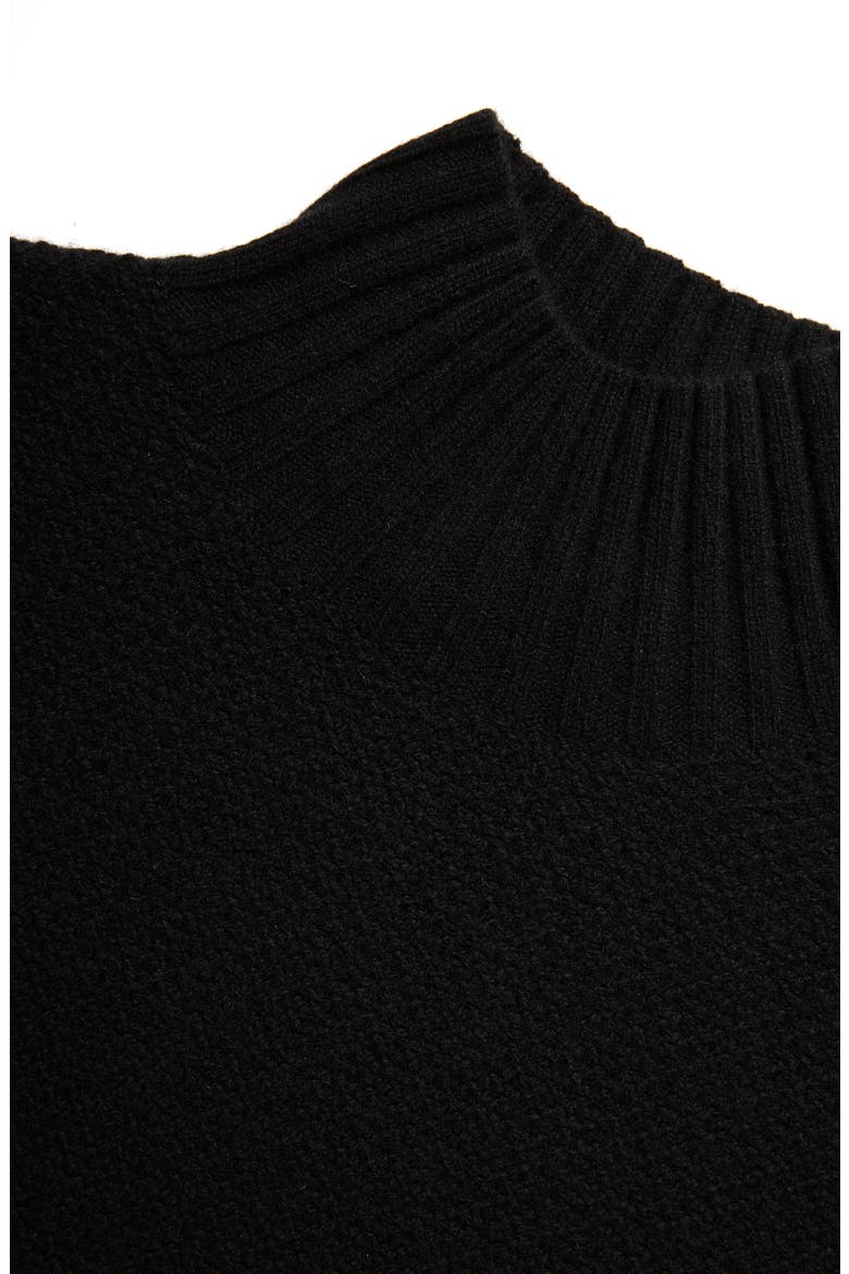 ReCashmere Textured Turtleneck Sweater, Alternate, color, BLACK