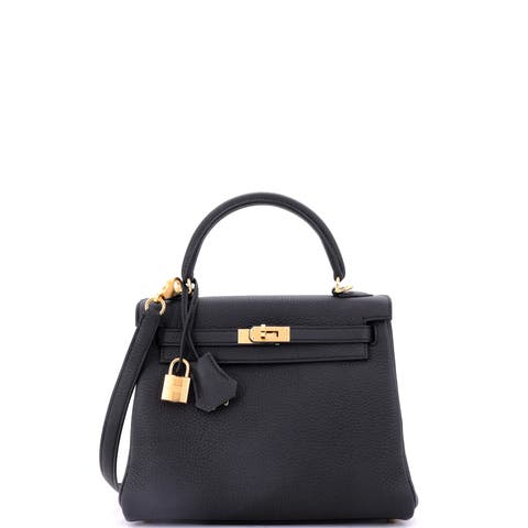Kelly Handbag Black Togo with Gold Hardware 25