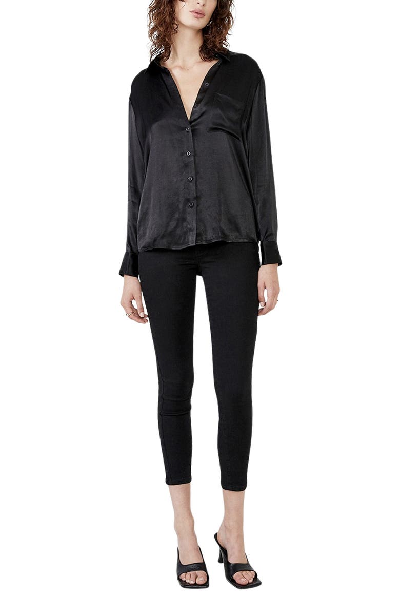 Bardot Satin Crepe Button-Up Shirt, Alternate, color, 