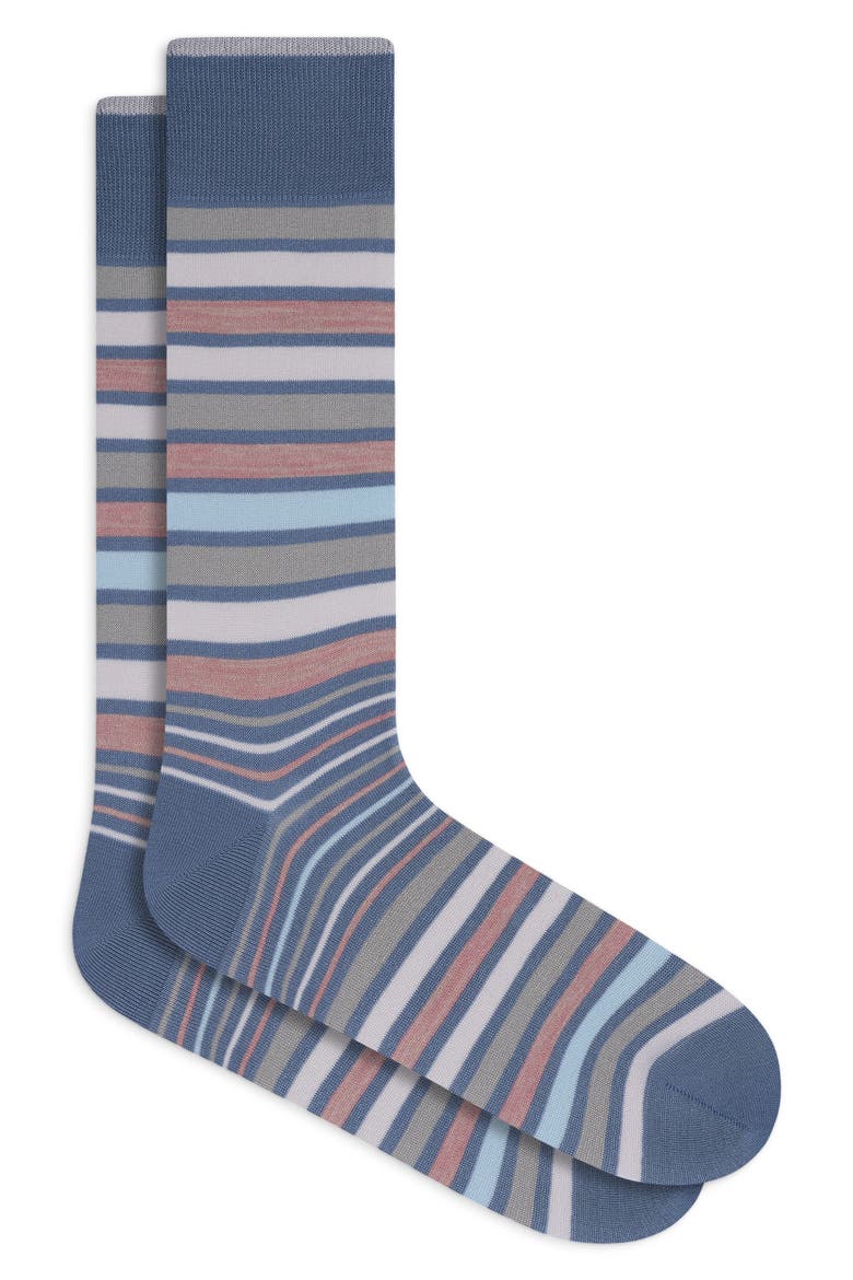 Stripe Mercerized Cotton Blend Dress Socks, Main, color, DUSTY ROSE