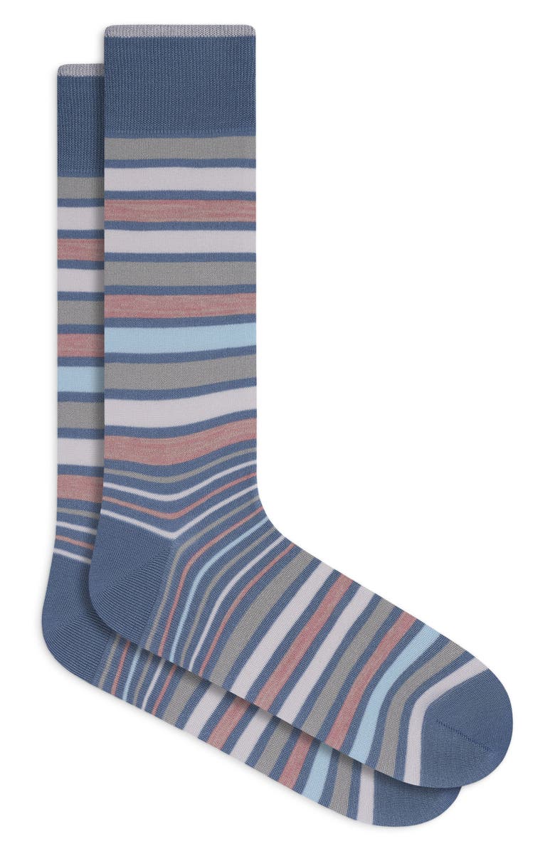 Bugatchi Stripe Mercerized Cotton Blend Dress Socks, Main, color, Dusty Rose