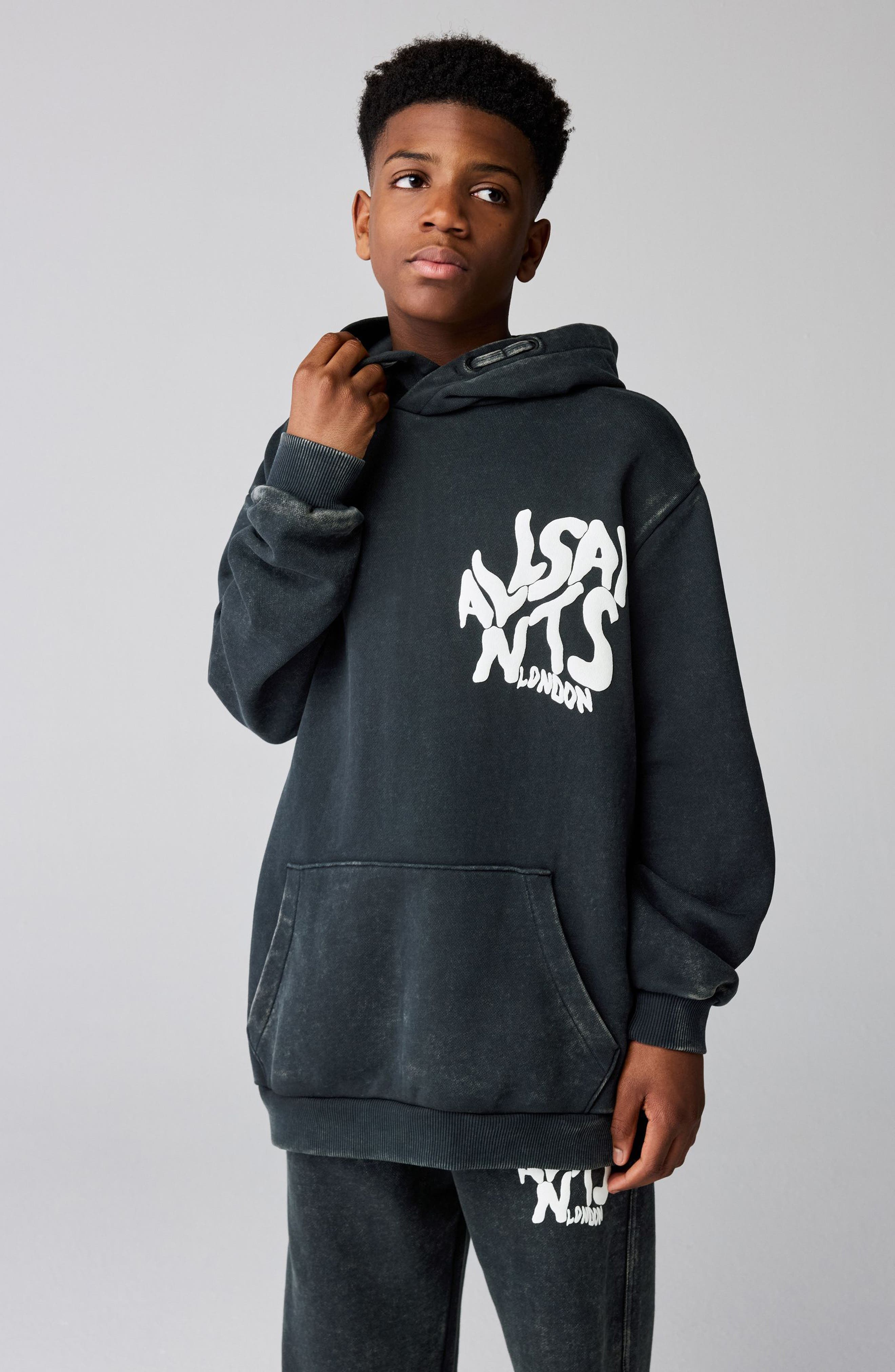 smALLSAINTS Kids' Distortion Acid Wash Graphic Hoodie (Men