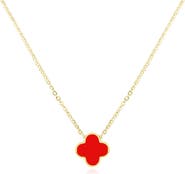 The Lovery Fine Jewelry Small Coral Single Clover Necklace