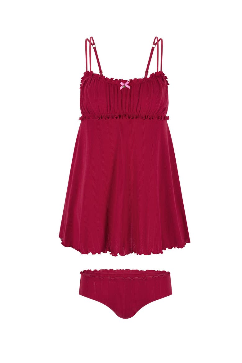 Ophylia Babydoll & Hipster Set, Alternate, color, bright red