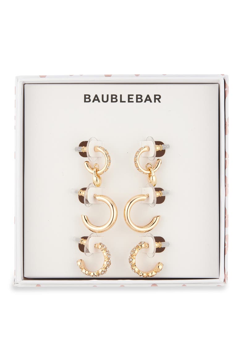 Go-To Golds Set of 3 Huggie Hoop Earrings, Main, color, GOLD