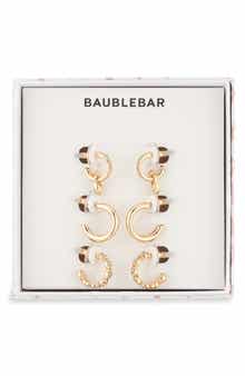 BaubleBar Go-To Golds Set of 3 Huggie Hoop Earrings