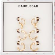 BaubleBar Go-To Golds Set of 3 Huggie Hoop Earrings