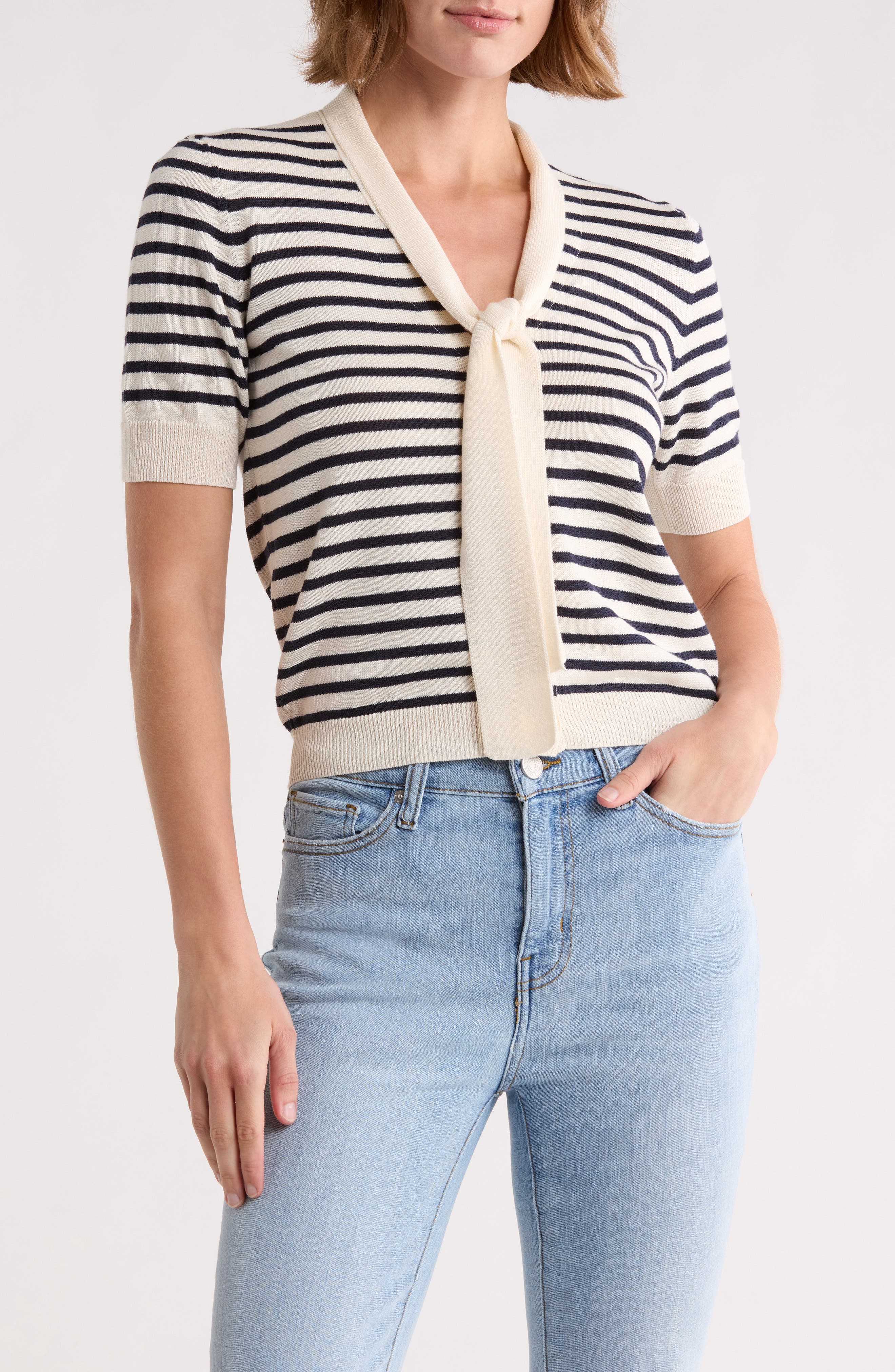 FRAME Sailor Tie Short Sleeve Cardigan