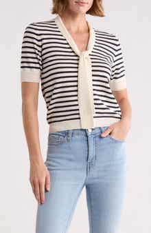 FRAME Sailor Tie Short Sleeve Cardigan