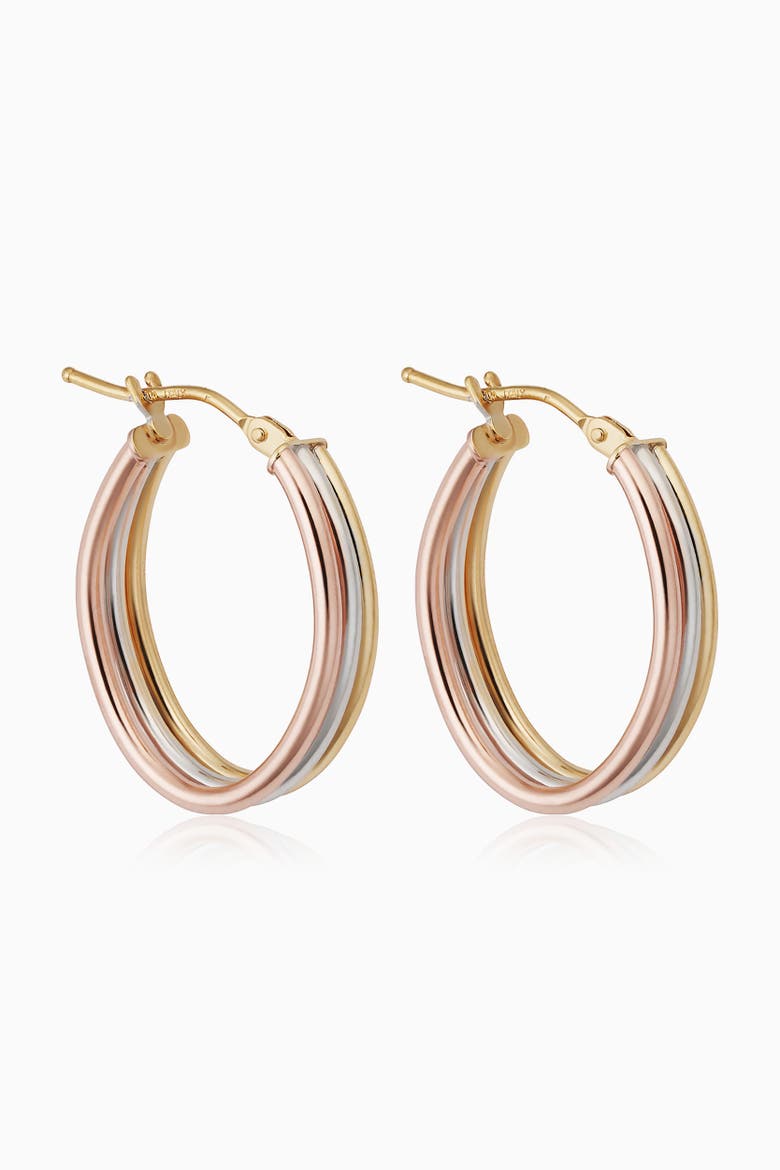 14K Gold Trifecta Hoops Earrings, Alternate, color, Tri-Color Gold