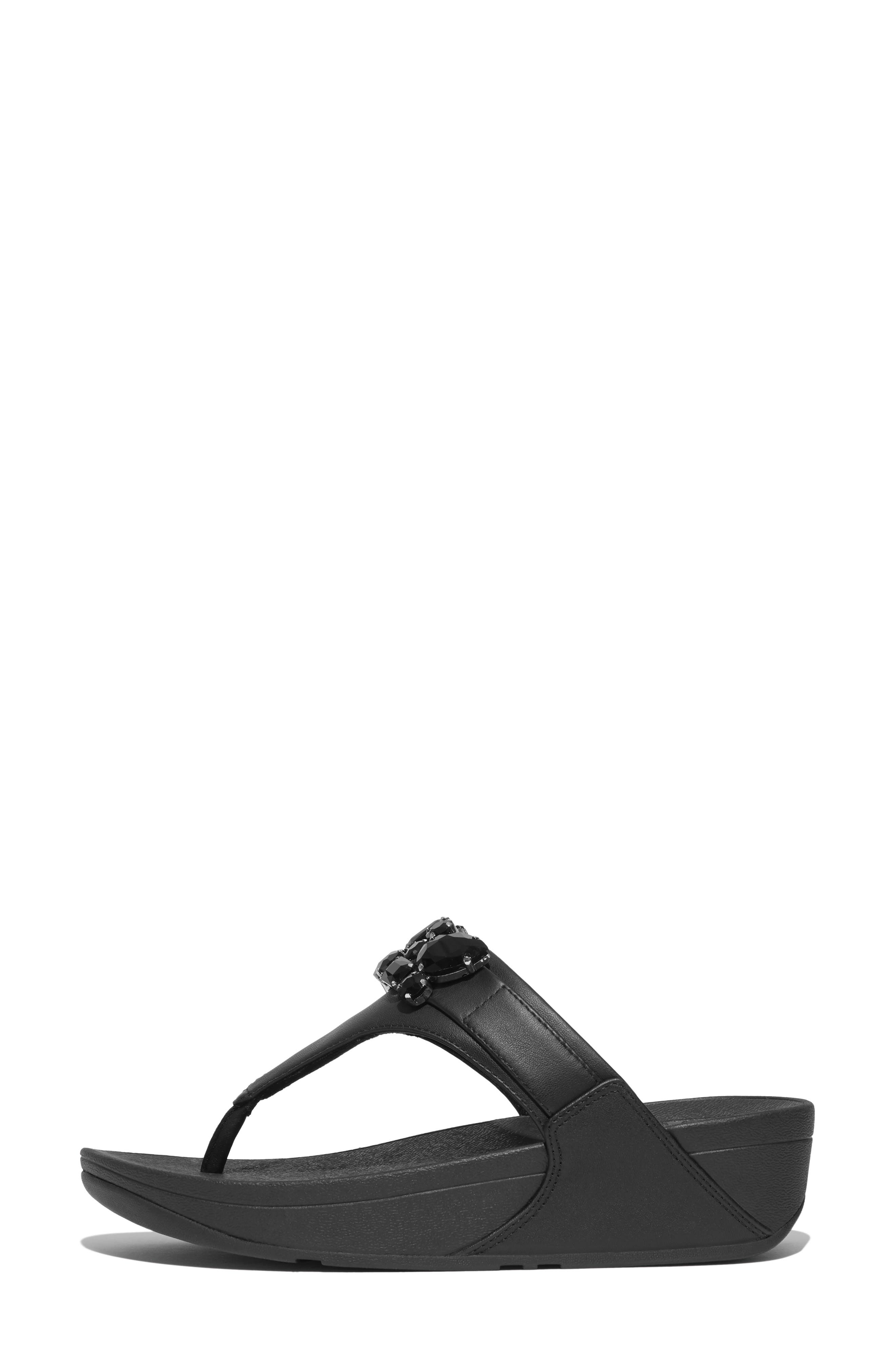 FitFlop Lulu Jewel Deluxe Leather Wedge Sandal, Alternate, color, 