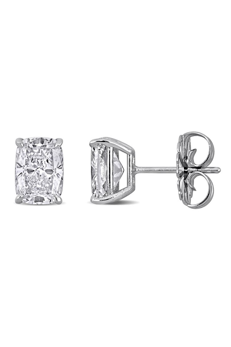 Lab-Grown Diamond Cushion Stud Earrings 14k, Main, color, White Gold