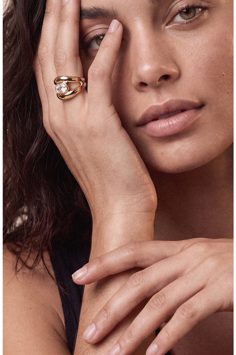 Smooth Dome Crystal Ring, Alternate, color, GOLD