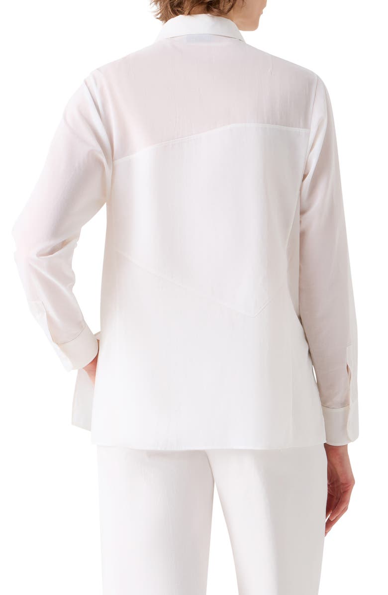 Akris Polygon Cotton Voile Button-Up Shirt, Alternate, color, White